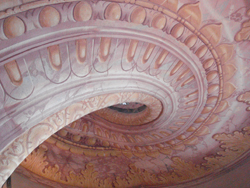 Painted underside of the stairs in the Abbery Library
