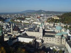 View of the Domkirche and the Salzburg city from the Hohensalzburg Fortress