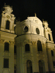 Convex façade of the Collegiate Church (Kollegienkirche) by Erlach von Fischer in Salzburg