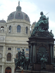 Statue of Empress Marie Therese in front of the Art History Museum in Vienna, Austria