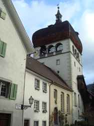Martinsturm - Martins Tower close to Martinstor (Martins Gate) entrance to the old town of Bregenz