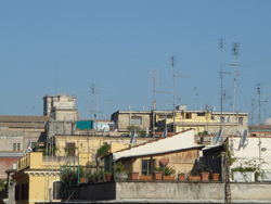Roman rooftops with the Vatican museums in the background