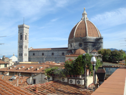 View of the Duomo and Campanile from the roof of the Hotel Cavour