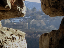 View of the Montebello Castle from the Castelgrande in Bellinzona