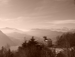 View of the Alps from the top of Monte Bre in Lugano, Ticino