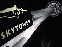 The Sky Tower in Auckland by night