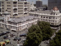 View of Cathedral Square from the spire of the Anglican Cathedral in Christchurch, South Island of New Zealand
