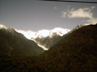 View of Franz Josef from the air just after takeoff