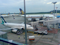 The new Singapore Airlines Airbus A380 at Singapore Airport