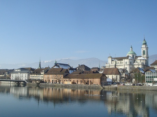 Solothurn - the Cathedral sitting over old town of Solothurn