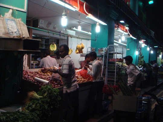 Singapore - market stall in Little India by night