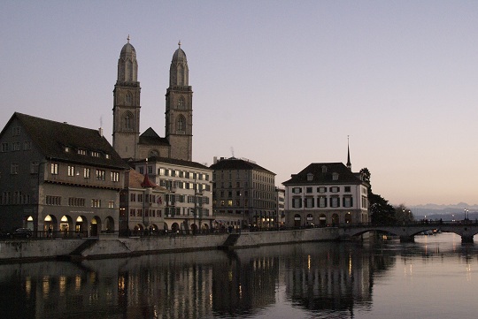 Zürich - Grossmünster at sunset