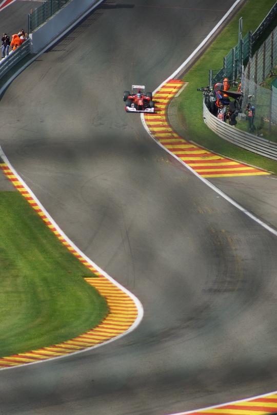 Spa Francorchamps - Alonso at Eau Rouge for the 2012 Belgian Grand Prix Qualifying
