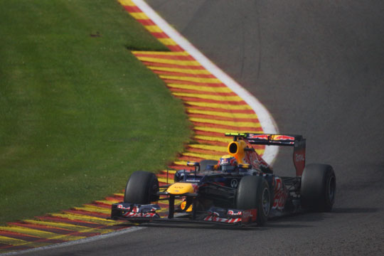 Spa Francorchamps - Mark Webber at Eau Rouge in the 2012 Grand Prix