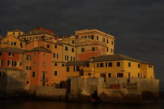 Boccadasse - buildings at sunset